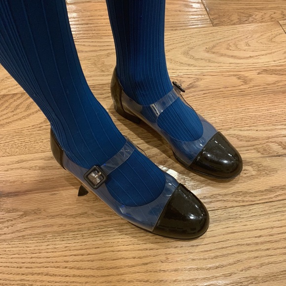 Casadei Shoes - Casadei Clear PVC and Black Leather Mary Janes